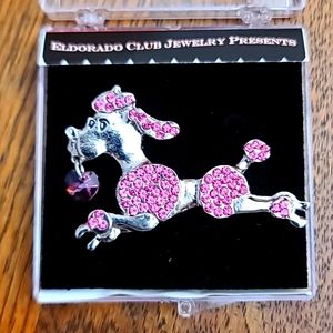 New Pink Poodle Pinup Eldorado Club Jewelry Brooch